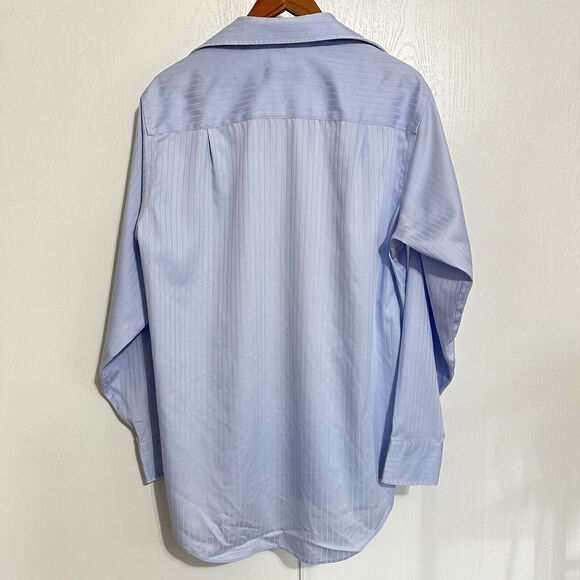 DONALD J TRUMP SIGNATURE MEN'S 15 1/2 34/35 BLUE NO IRON BUTTON DOWN SHIRT - Picture 4 of 10